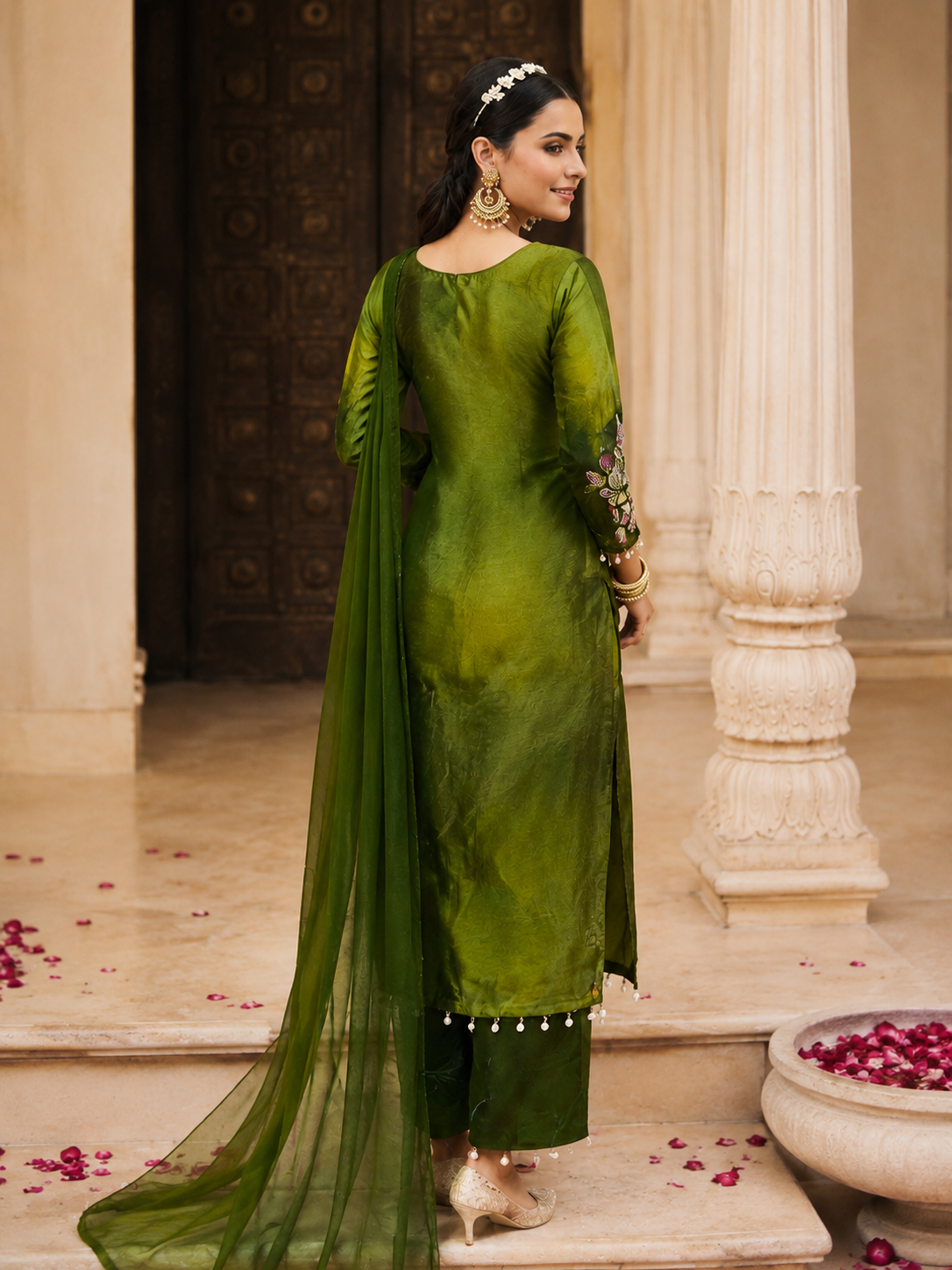 Olive Bloom Floral Printed Suit Set