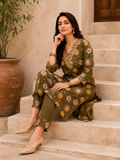 OLIVE GREEN FLORAL PATTERN